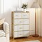 Natural-White 5-Drawer Storage Dresser Extra Top Shelf for Bedroom Organization